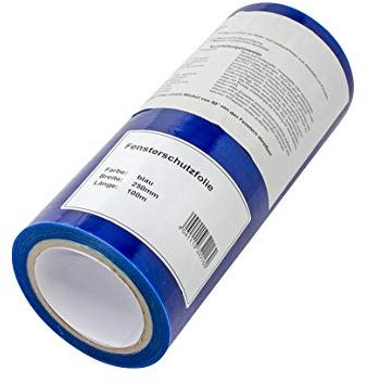 Handelskönig Schutzfolie blau 25 cm x 100 m, selbsthaftende PE-Folie, 50 my | Fensterschutzfolie Wasser- & UV-beständig, Oberfächenschutzfolie für Innen- und Außen, Folie rückstandsfrei abziehbar