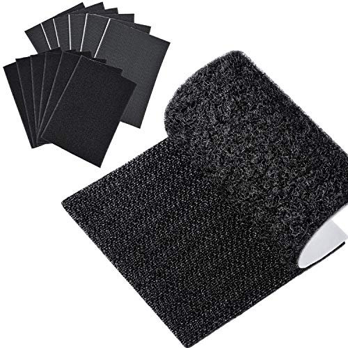 6 Paia 11CM x 15CM Versatili Adesivo Tondo Forte Nero Strisce Adesive Auto Hook and Loop Strips
