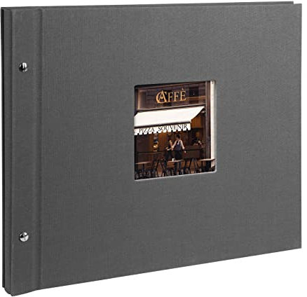 goldbuch 28825 Schraubalbum mit Bildausschnitt, Bella Vista, 39x31 cm, Fotoalbum mit 40 weiße Seiten mit Pergamin-Trennblättern, Album erweiterbar, Fotobuch aus Leinen, grau