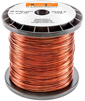 Kupferlackdraht W210 Ø 2,00 mm 3 kg, ca. 105m - CU Lackdraht Grad 2 CUL Kupferdraht Gewicht 3 Kilogramm Durchmesser 2,00 Millimeter Wickeldraht Kupfer Draht nach IEC 60317-13