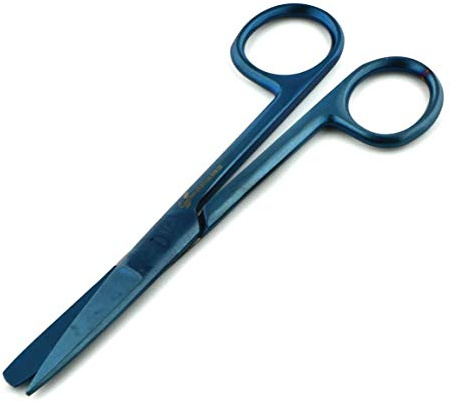 Sax, omklädningssaxar 14,5 cm, husdjursvård, första hjälpen, hemmabruk …, 14sm STR Sharp/Blunt, Blue - Titanium, 1