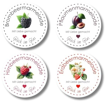 Personalisierte Marmeladenetiketten – Runde Aufkleber mit weißem Hintergrund – Matt – Verschiedene Größen & Fruchtsorten – Individuelle Aufkleber für Gläser, Hochzeit, Geschenke, Märkte, DIY