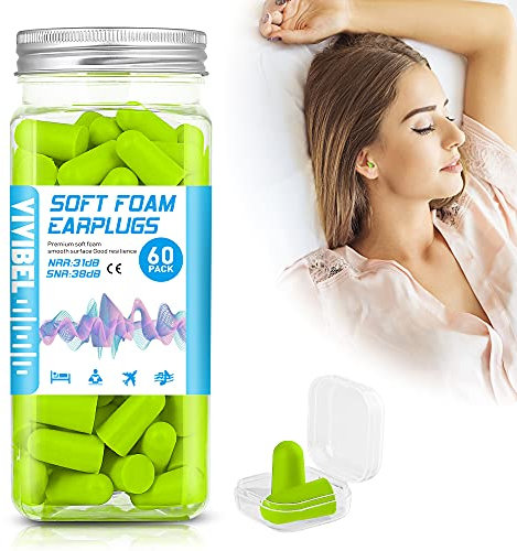 Tapones para los oídos, tapón para los oídos, antiruido SNR 38 dB, bola Quies para dormir de espuma suave, bola Quies reutilizable, protección auditiva para sueño, trabajo, viaje – 60 pares
