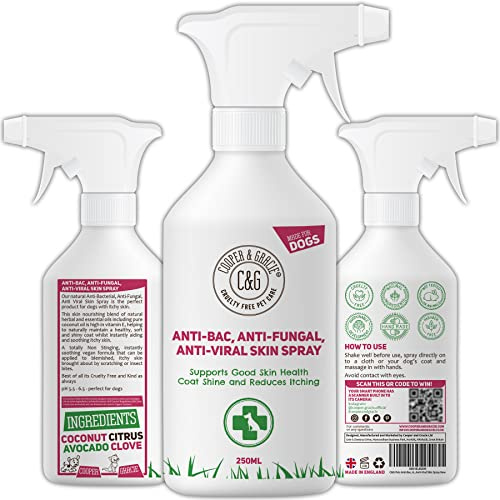 C&G Pets Dog Itch Relief Spray, Antibacterial & Antifungal | Fast-Absorbing Natural Comfort for Irritated Skin, Helps Reduce Scratching Between Baths, No-Sting Formula, 250ml