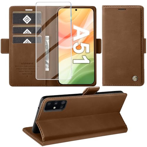 Giyer Handyhülle für Samsung Galaxy A51 4G Hülle mit Schutzfolie, Galaxy A51 4G Hülle Wallet Leder Kartenfach Standfunktion Schutzhülle für Samsung A51 4G Hülle Flip Case Cover Klapphülle…