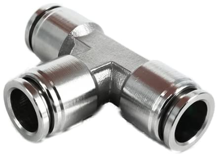 Pneumatik T-Stück Edelstahl Druckluft-Verbinder V2A 10mm Steckanschluss - Schnellsteckverbinder 3-fach