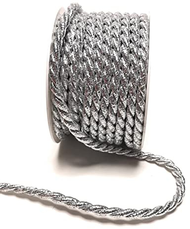 s.dekoda Kordel 10m x 6mm Silber Lurex Drehkordel Dekoband Kordelband Kordelschnur