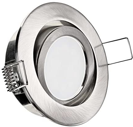 CONCEPTRUN LED Einbaustrahler Niedervolt rund schwenkbar Edelstahl gebürstet 68mm-75mm Einbaudurchmesser inkl. MR16 Gx5.3 Fassung 12V AC DC (Modell: RD2012V) (Kaltweiß)
