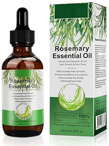 Rosmarin Öl für Kopfhaut und Haar,Naturreines Rosmarinöl Haare Stimuliert das Haarwachstum, Ätherisches Rosmarinöl für Haare, Rosmarin Öl für Kopfhaut 60ML