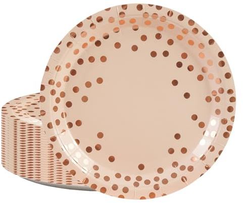 BOKFJBP 50Stück Pappteller Rosa, 18cm/7zoll Pappteller Kindergeburtstag Party Einweg Partyteller Geschirr für Neujahr Ostern Geburtstag Hochzeit Abschlussfeier Weihnachten