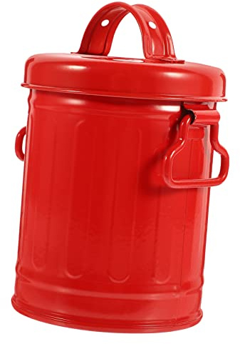 Garneck Porte-stylo Mini Seau en Fer Rouge avec Couvercle 1 PC | Organiseur de Bureau, Rangement Polyvalent, Finition Créative et Robuste
