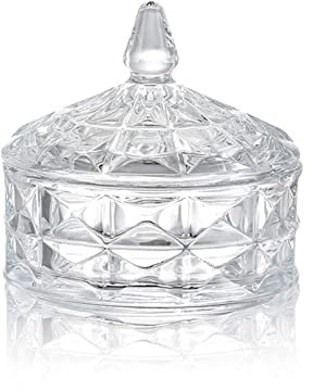 UNbit Contenedor de azucarero Tarro de almacenamiento de vidrio con tapas Plato de dulces transparente Contenedor transparente Tarro de galletas de azucarero for mesa Juego de 1 tazones de almacenamie