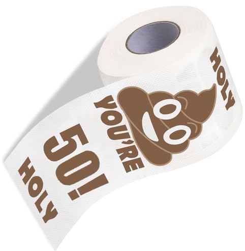 You're 50. Geburtstag Geschenke für Frauen Männer,Holy You 're 50 Toilettenpapier Gag Geschenk Happy Prank Toilettenpapierrolle Toilettenpapier für Badezimmer Dekor