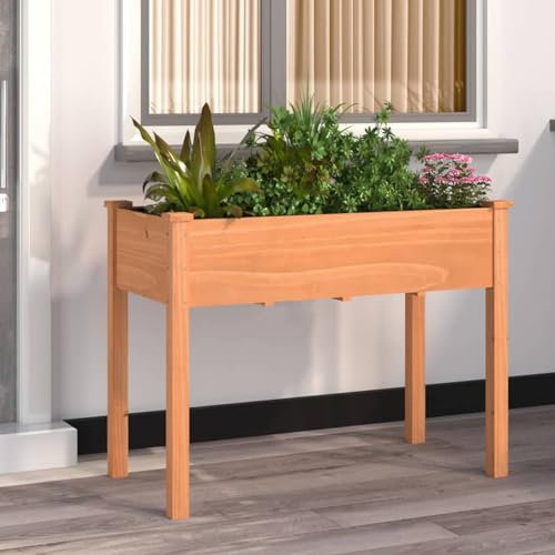 ShCuShan Pflanzkübel mit Einsatz Braun 118x59x76 cm Massivholz Tanne Pflanztisch HöLzerner Pflanzer Pflanztisch Outdoor Wetterfest