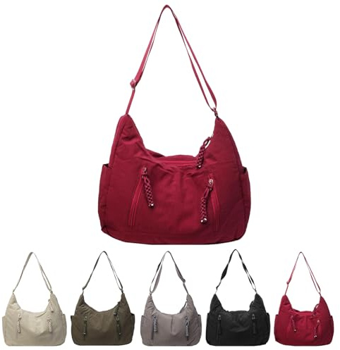 Generisch Damen Halbmond Umhängetasche, Nylon Vintage Hobo Tasche Slouchy Schultertaschen mit Große Kapazität, Damen Shoulder Bag Messenger Bag