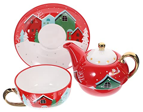 Alipis 2 Ensembles Service à thé Pot de Noël Décorations de fête de Noël théière en porcelaine de Chine christmas mug box tasse de lait de dessin animé tasse de café de noël