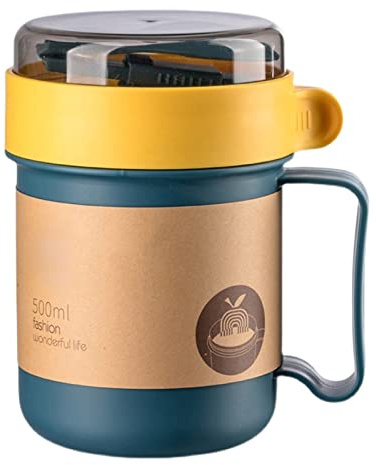 Natudeco 500ML Soup Cup Soup Mugs with Lid Handles Microwavable Soup Bowl Mugs Insulated Soup Containers for Office School Outdoor Microwavable Soup Flask