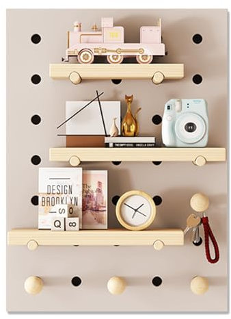 Lochwand, Pegboard, Lochwand Werkstatt, Lochwand Zubehör, Stecktafel, Quadratischer Stecktafel-Wandorganisator aus Holz, for das Heimbüro(Gray,40x60cm/16x24in)