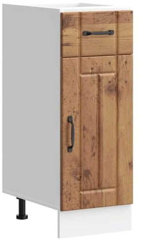 vidaXL Kitchen Base Cabinet Lucca Engineered Wood Old Wood Finish - 30x46x81.5 cm, Adjustable Feet, Spacious Storage, Modern