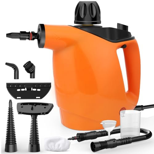 Gaethra Pulitore Vapore Casa con 11 Accessori, Pulitore a Vapore Portatile Multiuso 1050w 105℃ 450ML, Pulitore A Vapore Pressione del Vapore 3,5 Bar, per tappeti, tende, divani, cucina