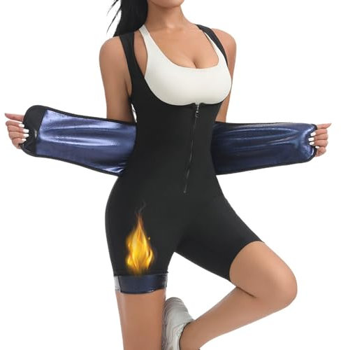Weyot Tuta Sauna Dimagrante Donna, Tuta Sauna Addominale Sudore Sportivo Effetto Sauna Shapewear, Tute Corpo Shaper Brucia Grassi Dimagrante Tuta per Sudare Black,XL