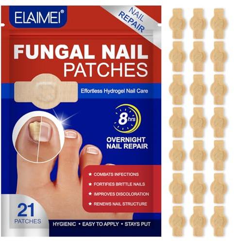 Fungal Nail Patches 21PCS, Toenail Fungus Treatment Extra Strength, Toe Fungus Treatment for Toenail, Nail Repair for Damaged Nails, Overnight Renewal for Men and Women