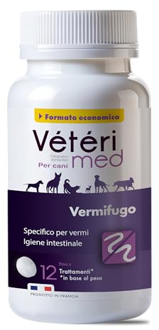Vétérimed - Comprimés vermifuges naturels pour l'hygiène intestinale des Chiens - Agit sur Tous Types de vers - Fabriqué en France - 30 comprimés - Version Italienne