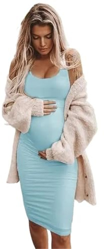 MTKSFDC Moderskap Kläder Sexig Solid Väst Kjol, Kvinnor Gravid Damklänning, Ärmlös, För Graviditet, Moderskap, Casual, Elastisk, Mjuk, O-hals