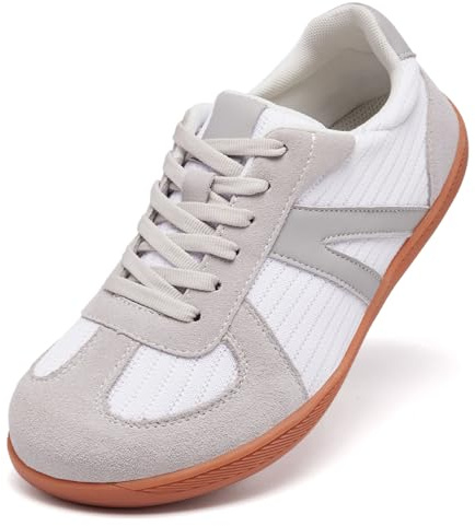 Mjxwem Wide Toe Barefoot Shoes for Women Outdoor Walking Trainers | Wide Toe, Memory Foam Arch Support, Lace Up Lightweight, Non Slip, Outdoor Walking Sneakers, Comfortable Women Shoes