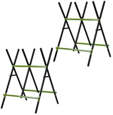 2 er Set TRUTZHOLM klappbarer Holzsägebock Stahl Sägebock mit 3 Haltevorrichtungen, verstellbar für Kettensägen Forstarbeit Holz sägen, Brennholzbock Stammhalter Ast-Säge-Bock