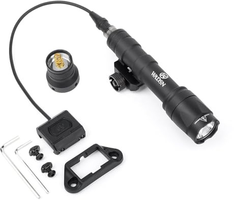 SBGJMY Linterna táctica M600C, linterna LED de 600 lúmenes con almohadilla de presión e interruptor de botón, linterna de caza para Mlok/Keymod/riel Picatinny de 20 mm (negro)