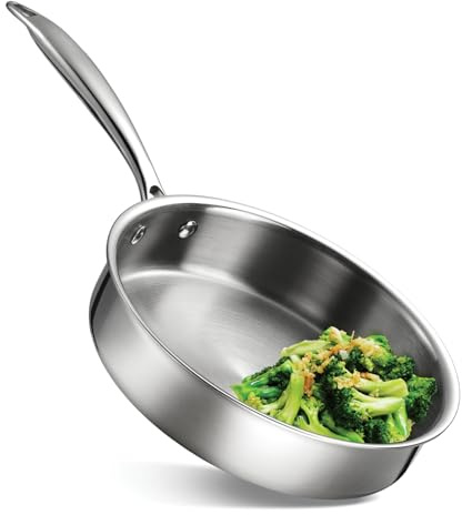 SIGNORA WARE Edelstahl Bratpfanne 24 cm – 3-Schicht Induktionspfanne mit Aluminiumkern – Kühler Hohlgriff – Ofenfest bis 260°C – Pfanne zum Braten, Sautieren, Anbraten, Schmoren, Rösten