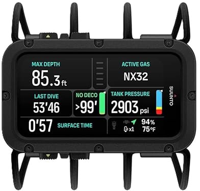Suunto Tauchcomputer mit 3,2 Zoll AMOLED-Display, unterstützt Multi-Gas, GPS, Wetter- und Gezeiteninformationen, 200 m Wasserbeständigkeit, kabelloser Tankdruck, Lebensdauer