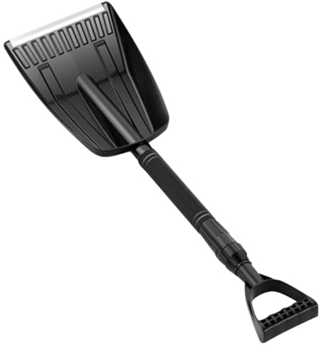 Luxshiny Pelle à Neige D’Hiver Pliable et Télescopique Noire Outil de Déneigement Portable Robuste et Légère pour Voiture Camping et Situations D’Urgence Pelle à Neige Pratique et