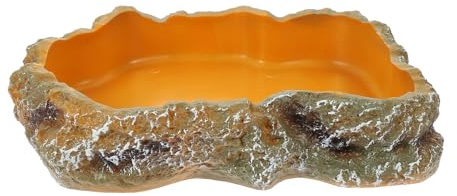 Abaodam Bol à Eau et Nourriture pour Reptile, Bassin d'alimentation en Résine, Taille M, Accessoire Terrarium Antidérapant, pour Lézards, Tortues et Grenouilles Cornues