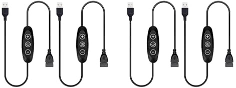 Mokamika Interruptor de atenuación LED USB de 5 V, 10 velocidades, hembra a macho, paquete de 4 atenuadores alimentados por USB para luces LED monocromáticas de 5 V