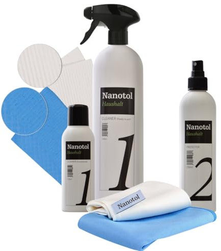 Nanotol Fensterreiniger Set mit Nanoversiegelung - EASY-TO-CLEAN Beschichtung für 40 m² Glas + Rahmen - geeignet für Fensterwischer, Fenstersauger, Abzieher