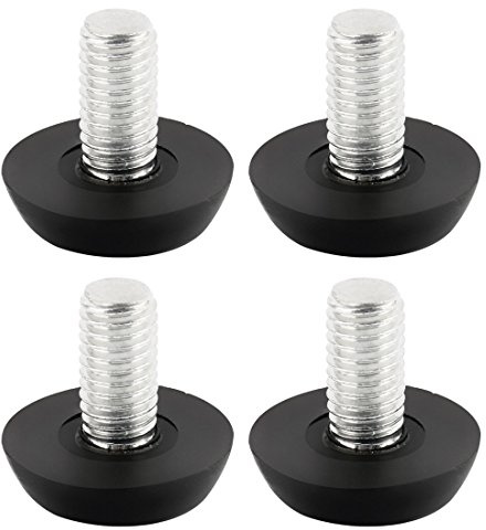 sourcing map 4stk Verstellbare Möbelfüß 8mm Gewinde 23mm Dia Sockel Schwarz | Möbelfüße Stellfüße Möbelgleiter