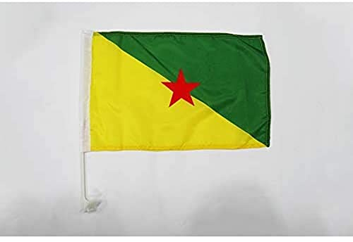 AZ FLAG - Autofahne Französisch-Guayana - 45x30 cm - Guyane Française Autoflagge 30 x 45 Cm - Auto Flaggen