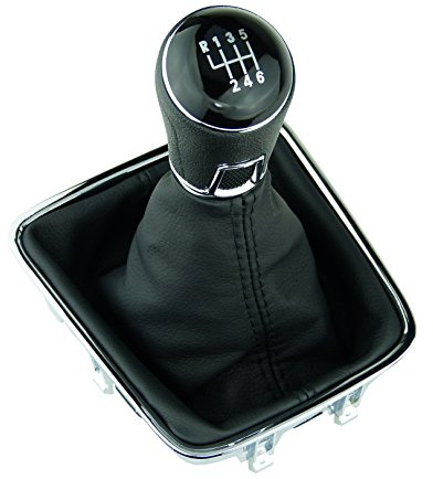 Schaltsack & Schaltknauf für VW Golf Plus 5M 521 Tiguan 1 5N - 6 Gang Knauf mit Rahmen - Schwarz - Chrom - Schaltmanschette Schalthebel für Schaltung - Hebel Schaltgetriebe - für Sharan 2 7N - A0278-3
