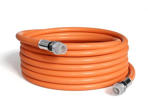 THE CIMPLE CO Direct Burial Coaxial Cable 200 FT - 75 Ohm RG6 Underground Coax Cable - Outdoor Coax with Rubber Boots and Watertight Connectors for Weather Seal - 200 Feet (60 Meters), Orange
