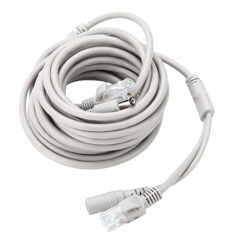 ASHATA Ethernet Cable,5M/10M/15M/20M RJ45+DC Ethernet CCTV Cable for IP Cameras NVR System 10Mbps/100Mbps,Networking Cable Cat 5 Cable with RJ45 Port.(5M)
