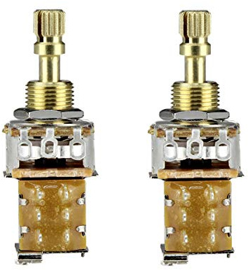 FLEOR Guitar Push Push Potentiometer A500K Töpfe Audio Taper Copper Short Split Shaft für E-Gitarre Bass Part, 2er Pack