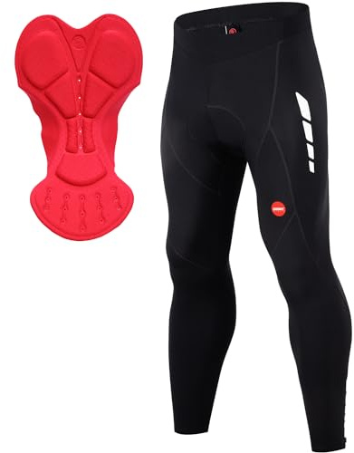 Souke Sports Men's Winter Bike Pants Long 4D Padded Fleece Cycling Tights Thermal Leggings Outdoor Riding Bicycle Black