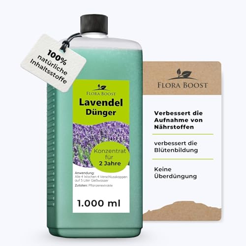 Flora Boost Lavendel Dünger Flora Boost 1000ml I Für bis zu 200L Gießwasser I Blüten Dünger für Lavendel Pflanzen I Flüssiger Blatt- & Wurzeldünger I 100% natürlicher Pflanzendünger