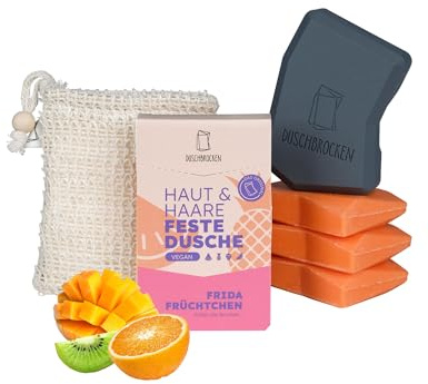 Duschbrocken 3er-Set Duschseife mit Verpackung [2in1] Festes Shampoo, 300g