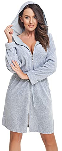 DOROTA kuscheliger und moderner Damen Bademantel, verschiedene Modelle, mit Reißverschluss/Taschen/Kapuze, made in EU