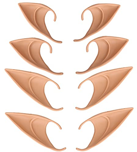 ASTER 4 Paar Elfenohren Halloween Elf Ears Elfen Ohren Cosplay Christmas | Party Dress Up, Kostüm Maskerade Zubehör, Halloween Weihnachten, Vampire the Masquerade Anime, Weihnachten Elfenohren Schmuck