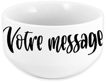 Jeux'Gratte Bol en céramique personnalisable avec message – Cadeau unique pour anniversaire, fête des mères, Noël – Grand bol pour petit-déjeuner – Design petits cœurs