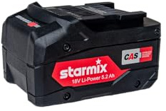 Starmix Batteria da 18 V 5,2 Ah Li-Power, batteria CAS compatibile con molte marche di alta qualità, batteria per aspirapolvere a secco a umido, aspirapolvere e utensili elettrici dei partner CAS